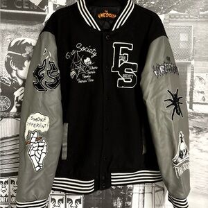 Fire Society Black and Gray Varsity Jacket
